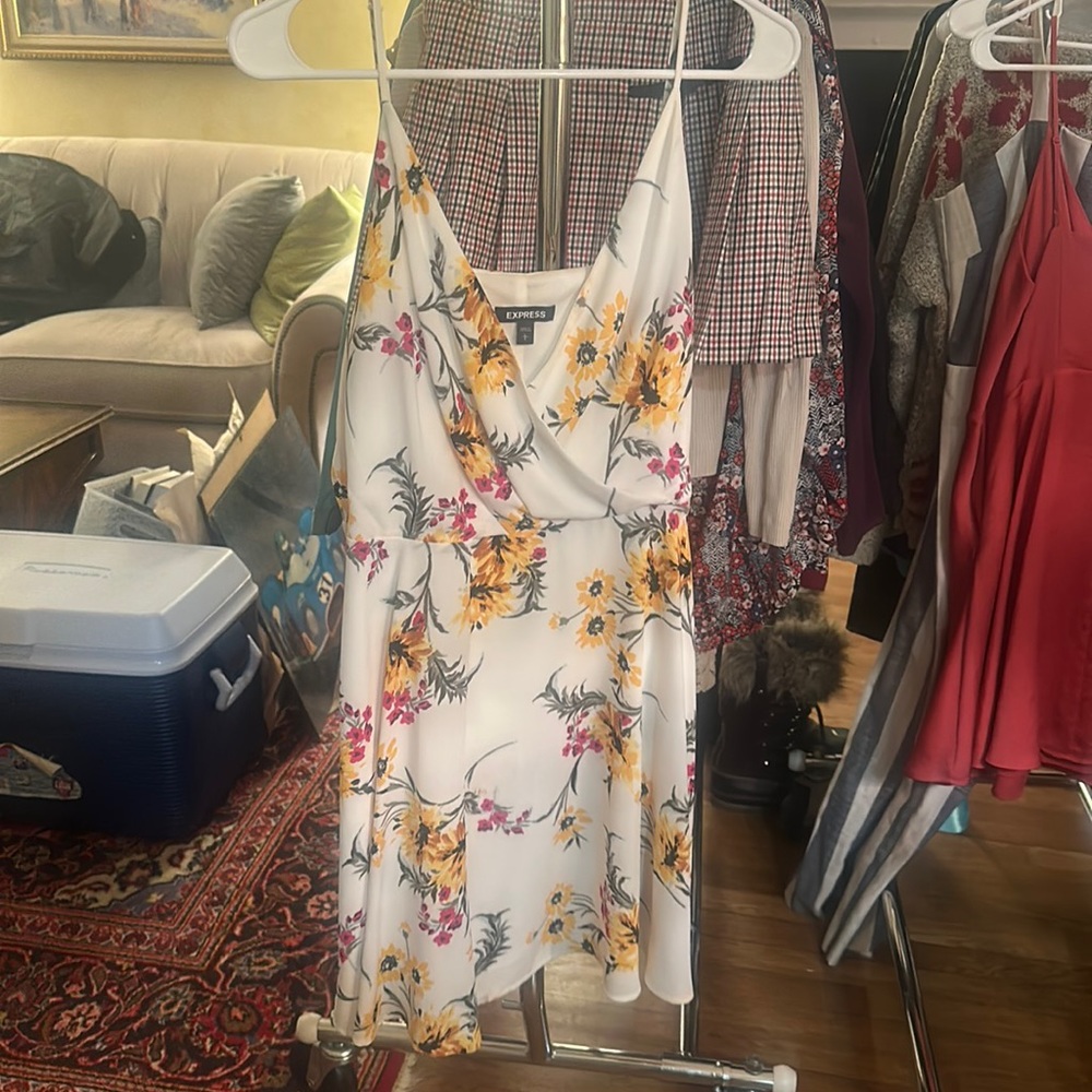 Floral mini dress from express with v neckline